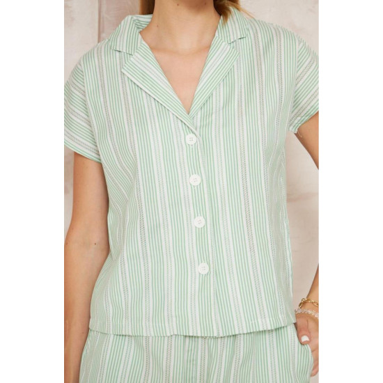 Pasaklı Giyim Kadın Gömlek-Şort Alt Üst Takım Yeşil