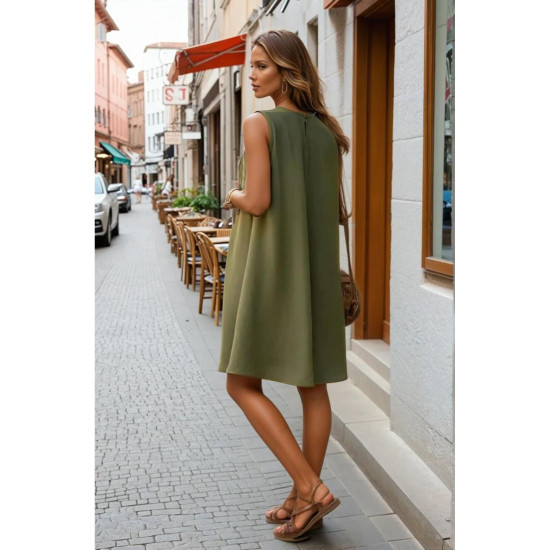 Pasaklı Giyim Kadın Hasır Detaylı Elbise Haki