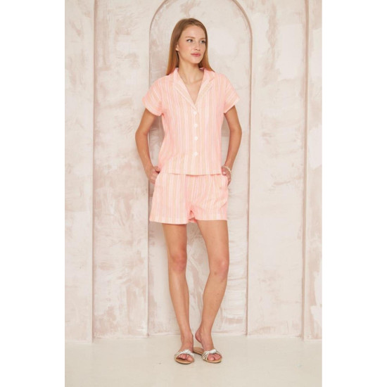Pasaklı Giyim Kadın Gömlek-Şort Alt Üst Takım Turuncu