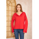 Pasaklı Giyim Kadın Duble Kol / Yakası Yırtmaçlı Salaş Sweatshirt Kırmızı