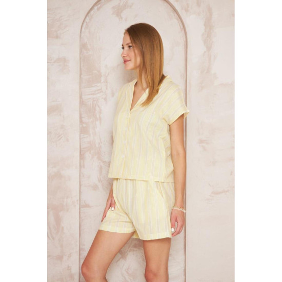 Pasaklı Giyim Kadın Gömlek-Şort Alt Üst Takım Sarı