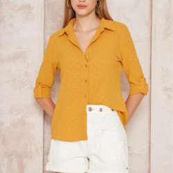 Pasaklı Giyim  Ponponlu Slim Fit Uzun Kollu Gömlek 3621240 Hardal