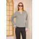Pasaklı Giyim Kadın Duble Kol / Yakası Yırtmaçlı Salaş Sweatshirt Gri