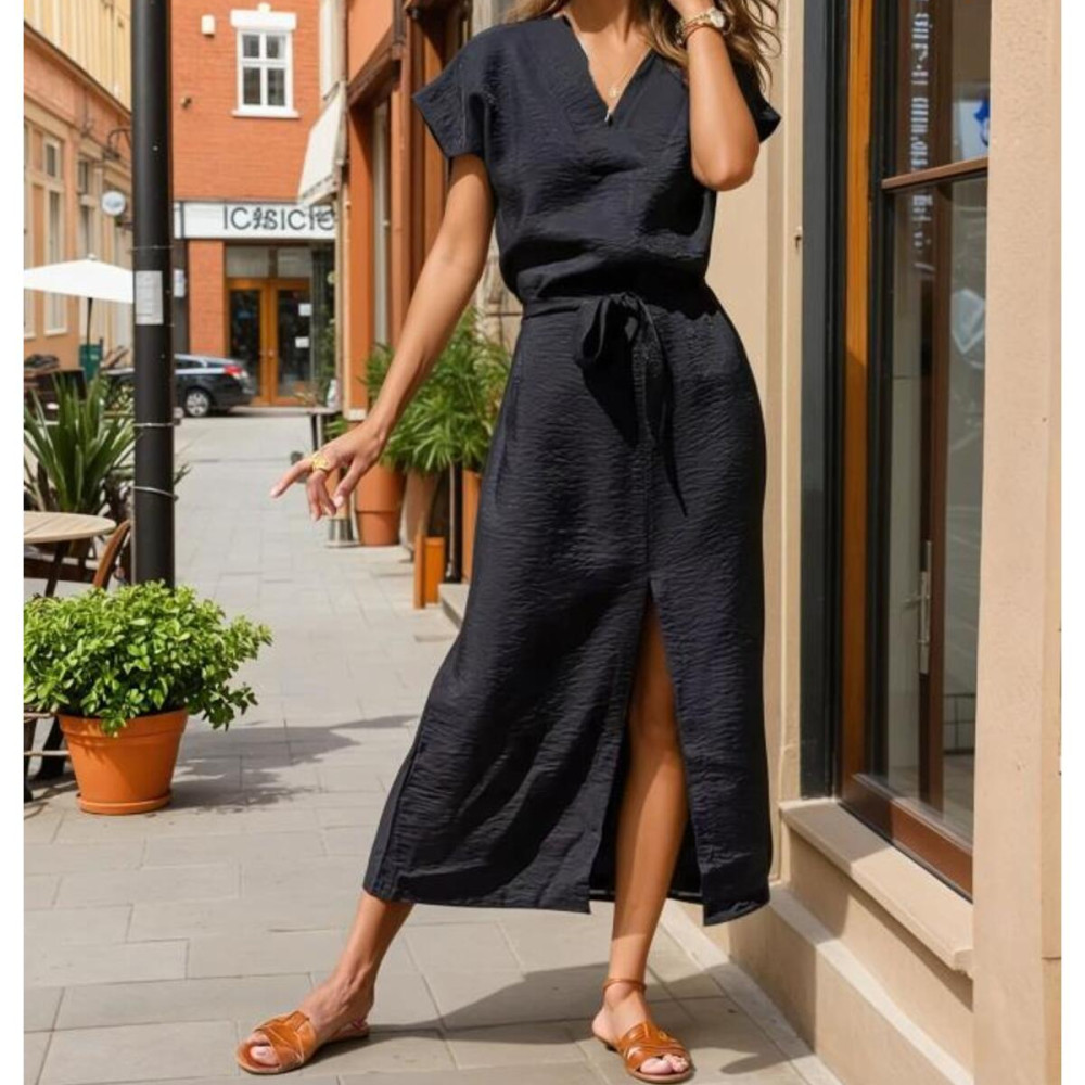 Pasaklı Giyim Kadın Yırtmaçlı Elbise 3221420 Siyah