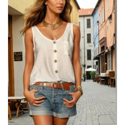 Pasaklı Giyim Kadın Düğmeli Askılı Bluz 2910290 Ekru