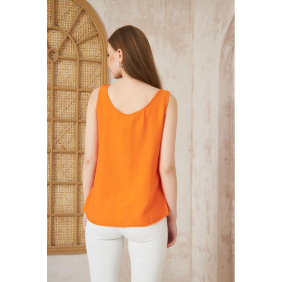 Pasaklı Giyim Kadın Düğmeli Askılı Bluz Turuncu