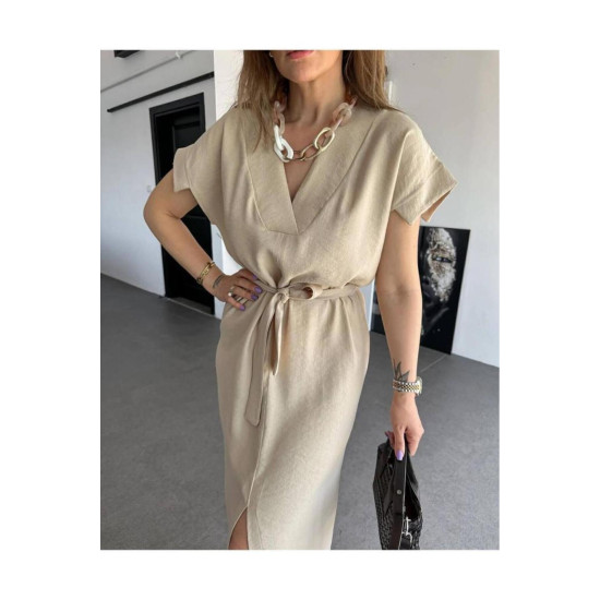 Pasaklı Giyim Kadın Yırtmaçlı Elbise Taş