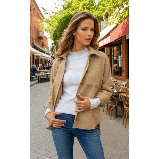 Pasaklı Giyim Kadın Yün Gömlek Camel