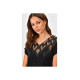 Pasaklı Giyim Kadın Siyah Nakış Dekolteli Kısa Kollu Bluz