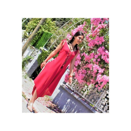 Pasaklı Giyim Kadın Viskon Pantolon Etek Tulum Kırmızı