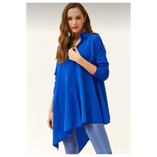 Pasaklı Giyim Kadın Asimetrik Tunik Gömlek-Tesettüre Uygun Saks