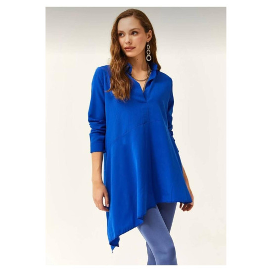 Pasaklı Giyim Kadın Asimetrik Tunik Gömlek-Tesettüre Uygun Saks