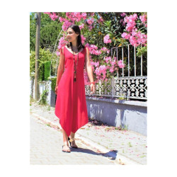 Pasaklı Giyim Kadın Viskon Pantolon Etek Tulum H5002308 Kırmızı