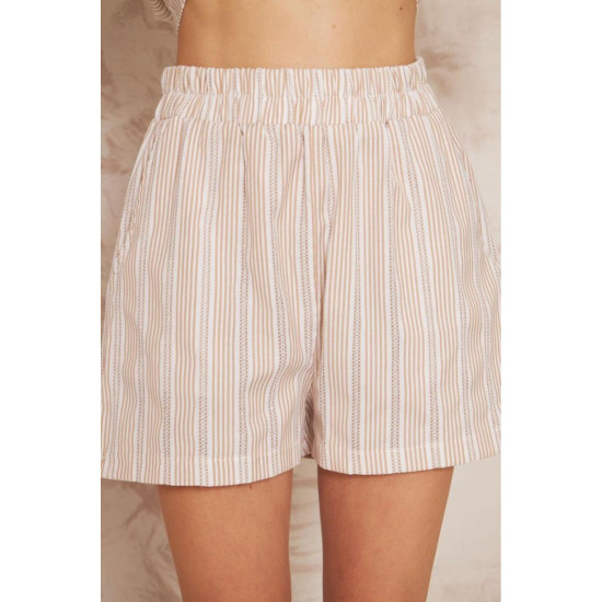 Pasaklı Giyim Kadın Gömlek-Şort Alt Üst Takım Bej