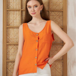 Pasaklı Giyim Kadın Düğmeli Askılı Bluz 2910290 Turuncu