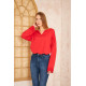 Pasaklı Giyim Kadın Duble Kol / Yakası Yırtmaçlı Salaş Sweatshirt Kırmızı