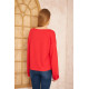 Pasaklı Giyim Kadın Duble Kol / Yakası Yırtmaçlı Salaş Sweatshirt Kırmızı