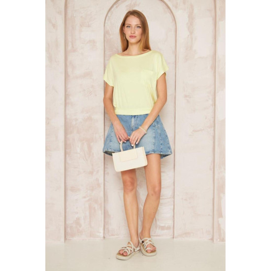 Pasaklı Giyim Kadın Eteği Lastikli Crop Sarı