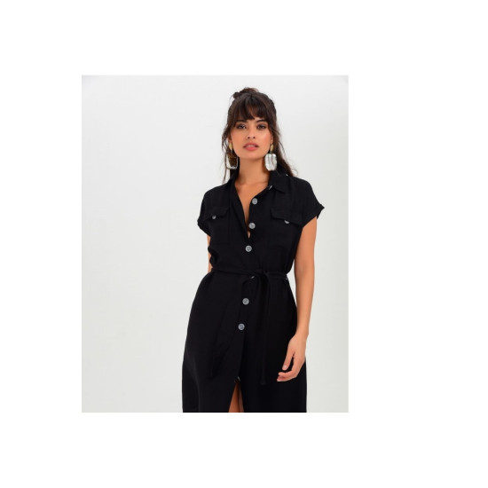 Pasaklı Giyim Kadın Safari Elbise Siyah