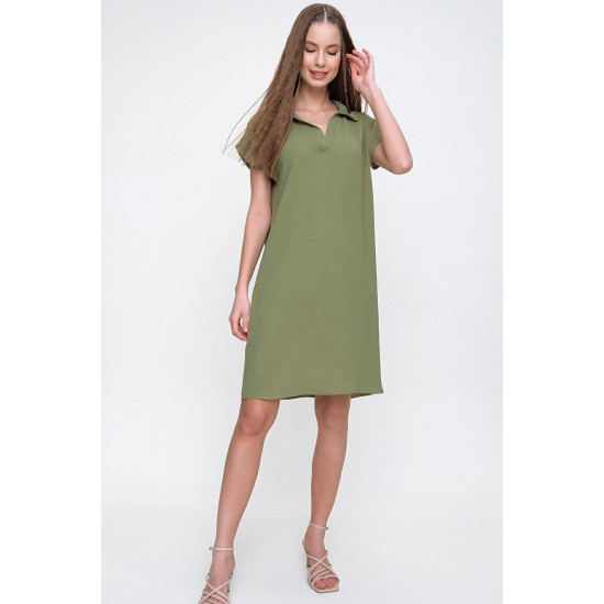 Pasaklı Giyim Kadın Polo Yaka Elbise Haki