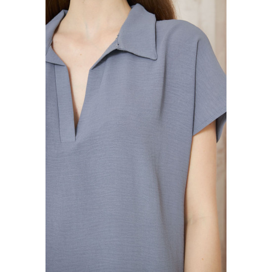 Pasaklı Giyim Kadın Polo Yaka Elbise Gri