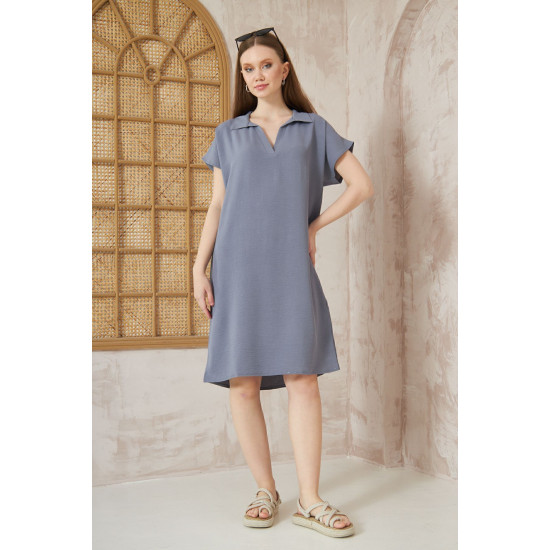Pasaklı Giyim Kadın Polo Yaka Elbise Gri