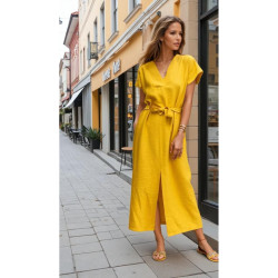 Pasaklı Giyim Kadın Yırtmaçlı Elbise 3221420 Hardal