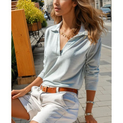 Pasaklı Giyim Kadın Polo Yaka Keten Bluz 2940187 Mint