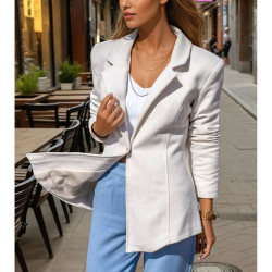 Pasaklı Giyim Kadın Astarlı Kaşe Blazer Ceket 3449451 Beyaz