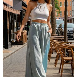 Pasaklı Giyim Beli Lastikli Tensel Kumaş Pantolon 3391341 Mint Yeşil