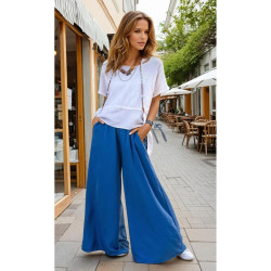 Pasaklı Giyim Beli Lastikli Tensel Kumaş Pantolon 3391341 Mavi