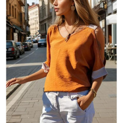 Pasaklı Giyim Kadın Omuz Dekolteli Bluz 2923220 Kiremit