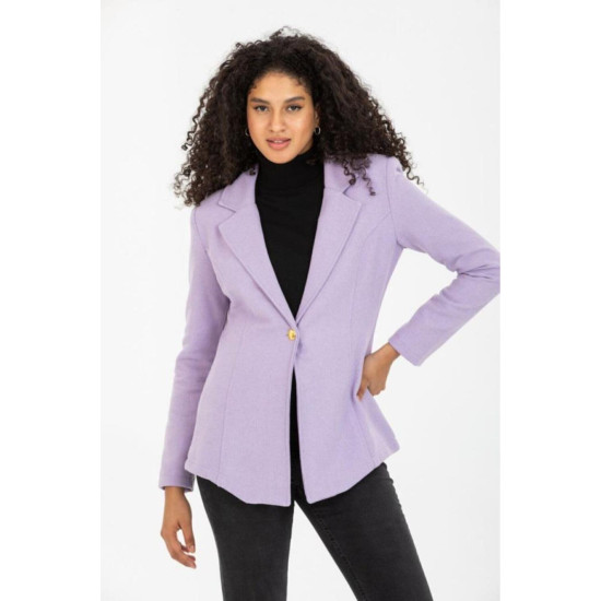Pasaklı Giyim Kadın Astarlı Kaşe Blazer Ceket Lila
