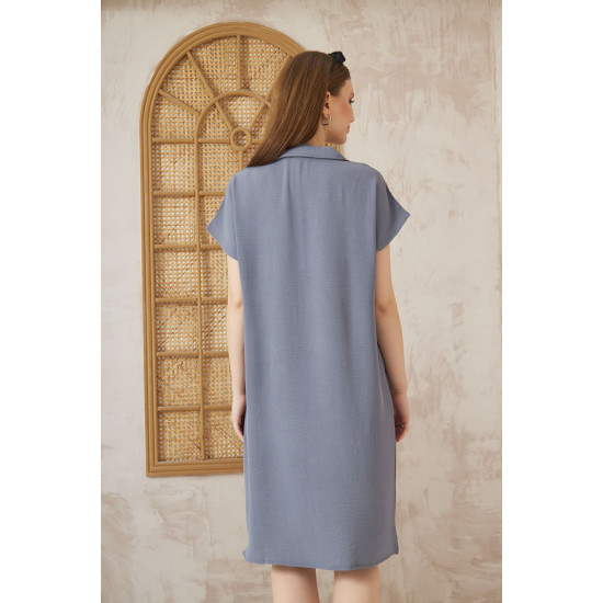 Pasaklı Giyim Kadın Polo Yaka Elbise Gri