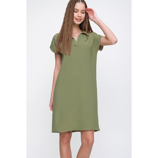 Pasaklı Giyim Kadın Polo Yaka Elbise Haki