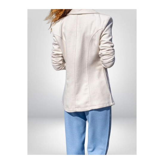 Pasaklı Giyim Kadın Astarlı Kaşe Blazer Ceket Beyaz