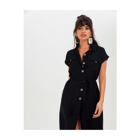 Pasaklı Giyim Kadın Safari Elbise Siyah