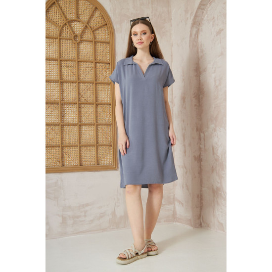 Pasaklı Giyim Kadın Polo Yaka Elbise Gri