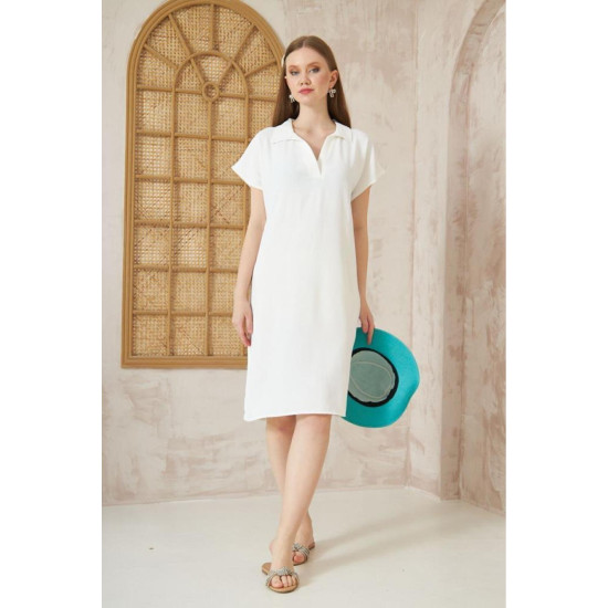 Pasaklı Giyim Kadın Polo Yaka Elbise Ekru