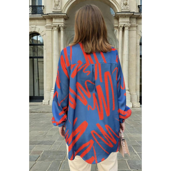 Pasaklı Giyim Kadın Balon Kol Tunik Gömlek İndigo