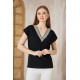 Pasaklı Giyim Kadın Özel İnce Kumaş Bluz-Nakış Detaylı Siyah