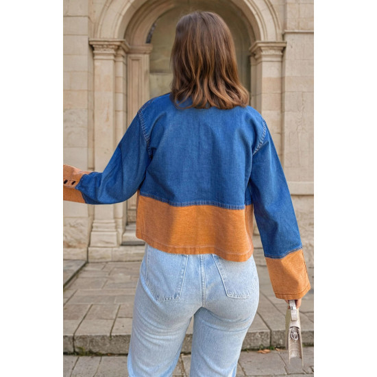 Pasaklı Giyim Kadın Manşetli Kot Ceket Turuncu