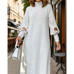 Pasaklı Giyim Balon Kol A Kesim Triko Elbise 3444340 Bej