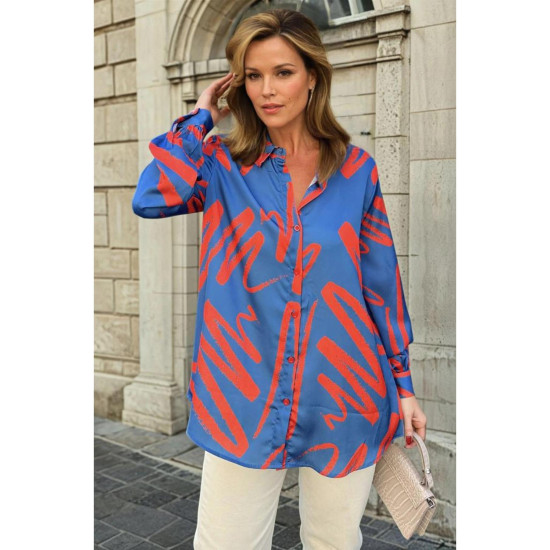 Pasaklı Giyim Kadın Balon Kol Tunik Gömlek İndigo