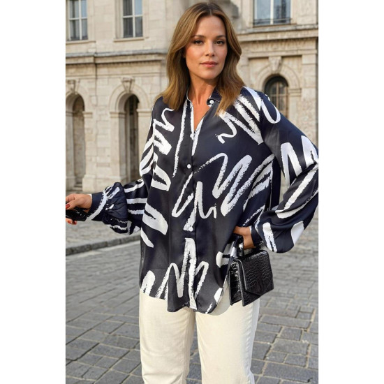 Pasaklı Giyim Kadın Balon Kol Tunik Gömlek Siyah