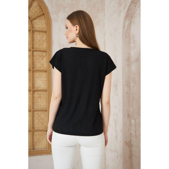 Pasaklı Giyim Kadın Özel İnce Kumaş Bluz-Nakış Detaylı Siyah