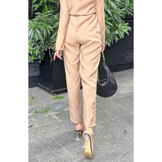 Pasaklı Giyim Kadın Safari Tulum Oversize Vizon