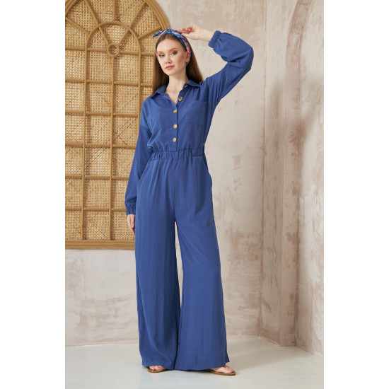 Pasaklı Giyim Kadın Kupra Tulum İndigo