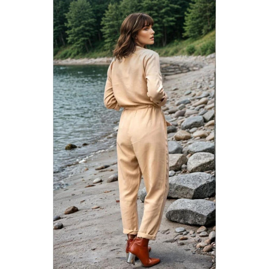 Pasaklı Giyim Kadın Safari Tulum Oversize Karamel