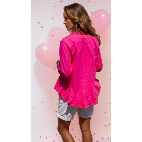 Pasaklı Giyim Kadın Fırfırlı Keten Bluz Fuşya